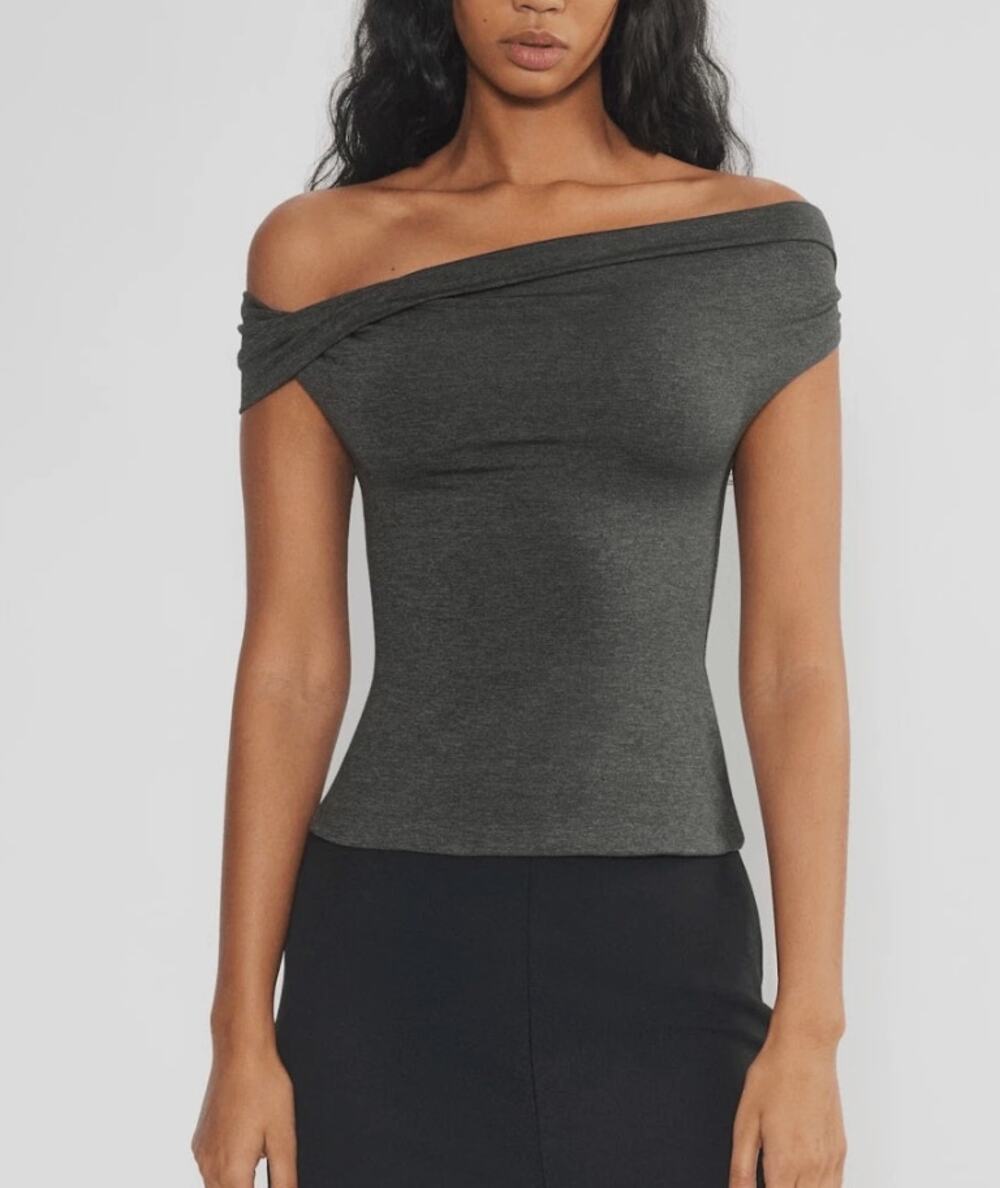 NEW Aritzia Original Contour Ravish Top Dark Gray Off Shoulder Small